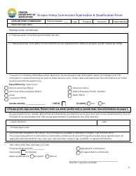 Oregon Hemp Commission Application &amp; Qualification Form - Oregon, Page 5