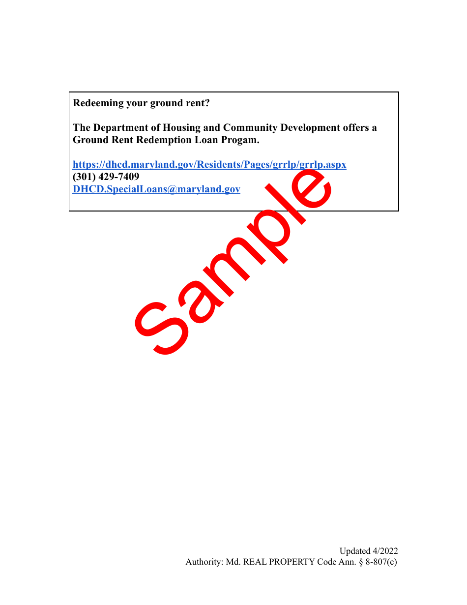 First Ground Rent Demand Notice - Maryland, Page 4