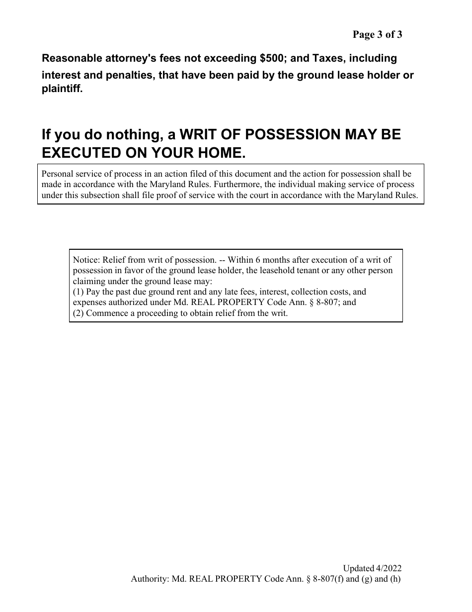 Third Ground Rent Demand Notice - Maryland, Page 3