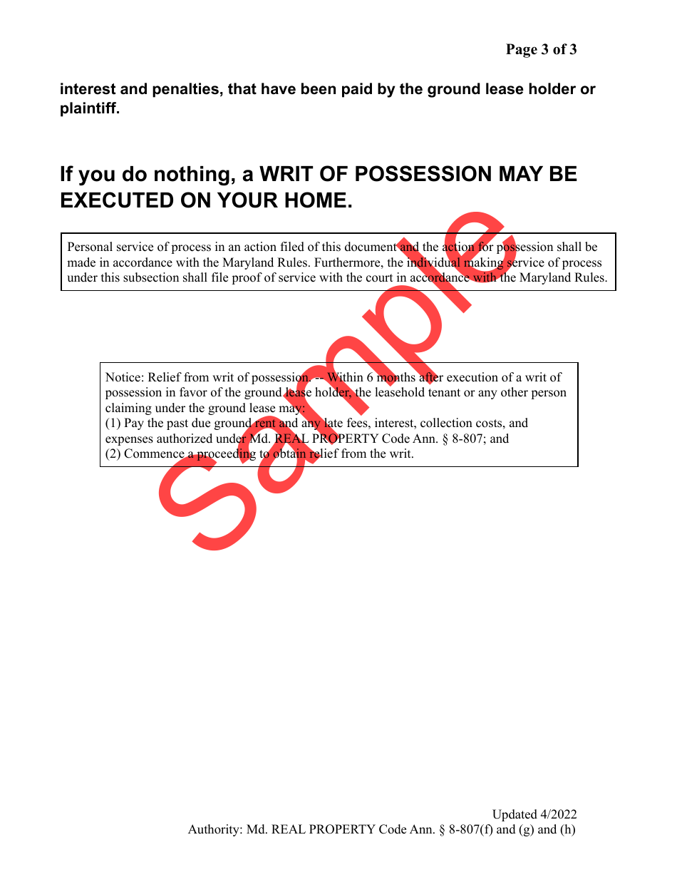 Third Ground Rent Demand Notice - Maryland, Page 6