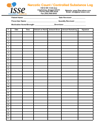 Document preview: Narcotic Count / Controlled Substance Log - Isse Pharmacy Services