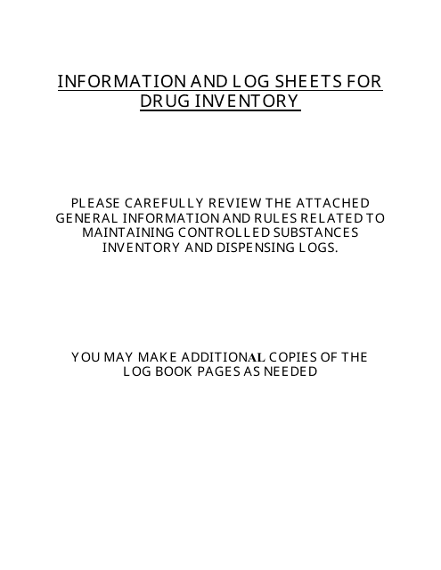 Information and Log Sheets for Drug Inventory - Alabama Download Pdf