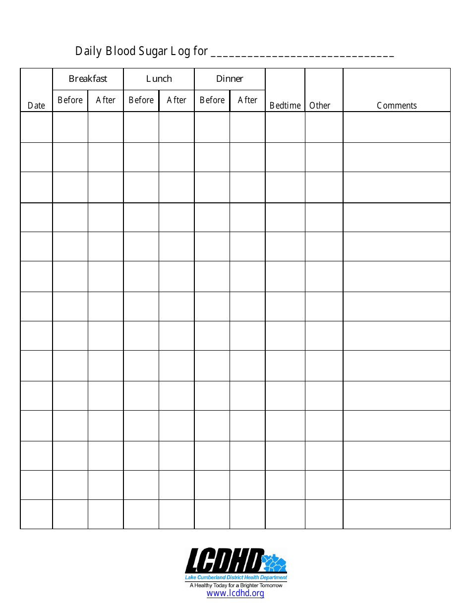 Daily Blood Sugar Log Template - Lcdhd Download Printable PDF ...