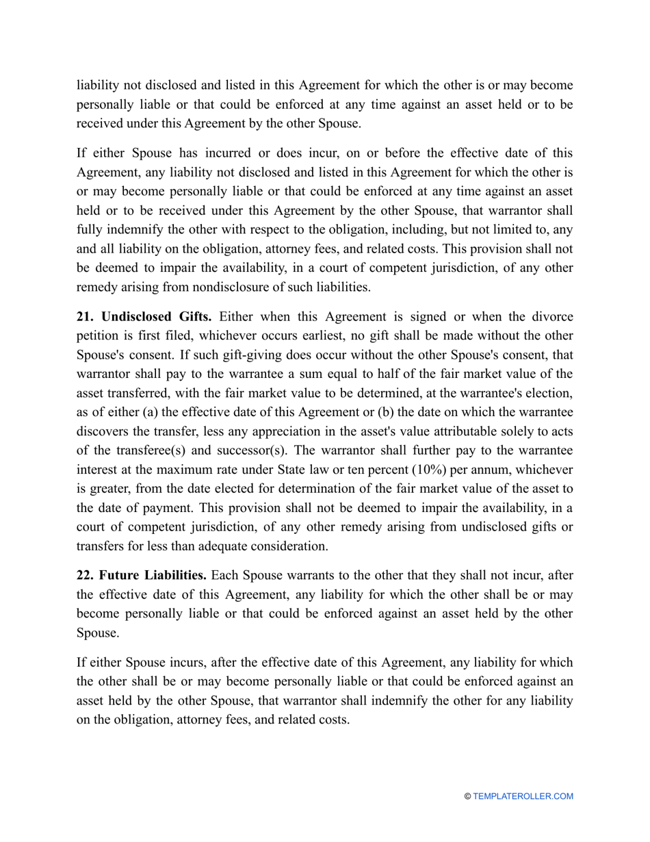 Divorce Settlement Agreement Template - Alabama, Page 7