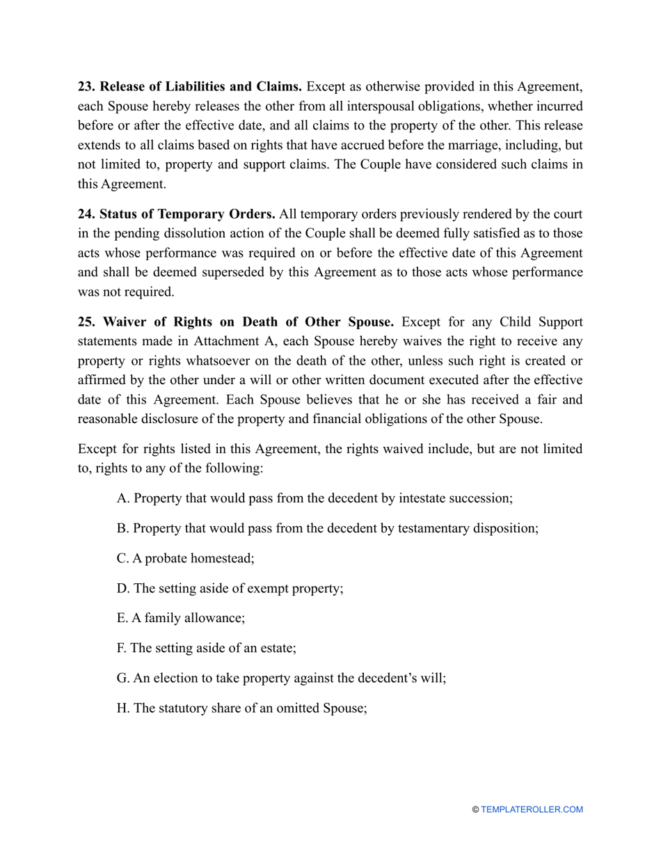 Divorce Settlement Agreement Template - Delaware, Page 8