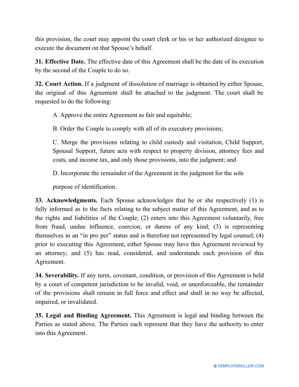 Divorce Settlement Agreement Template - Georgia (United States), Page 10