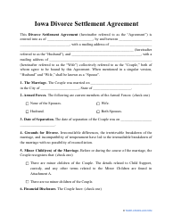 Divorce Settlement Agreement Template - Iowa