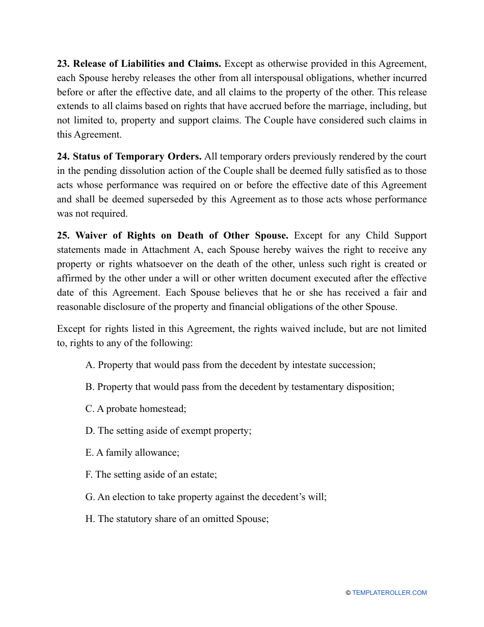 Divorce Settlement Agreement Template - Kansas, Page 8