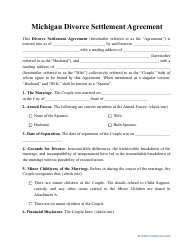 Divorce Settlement Agreement Template - Michigan