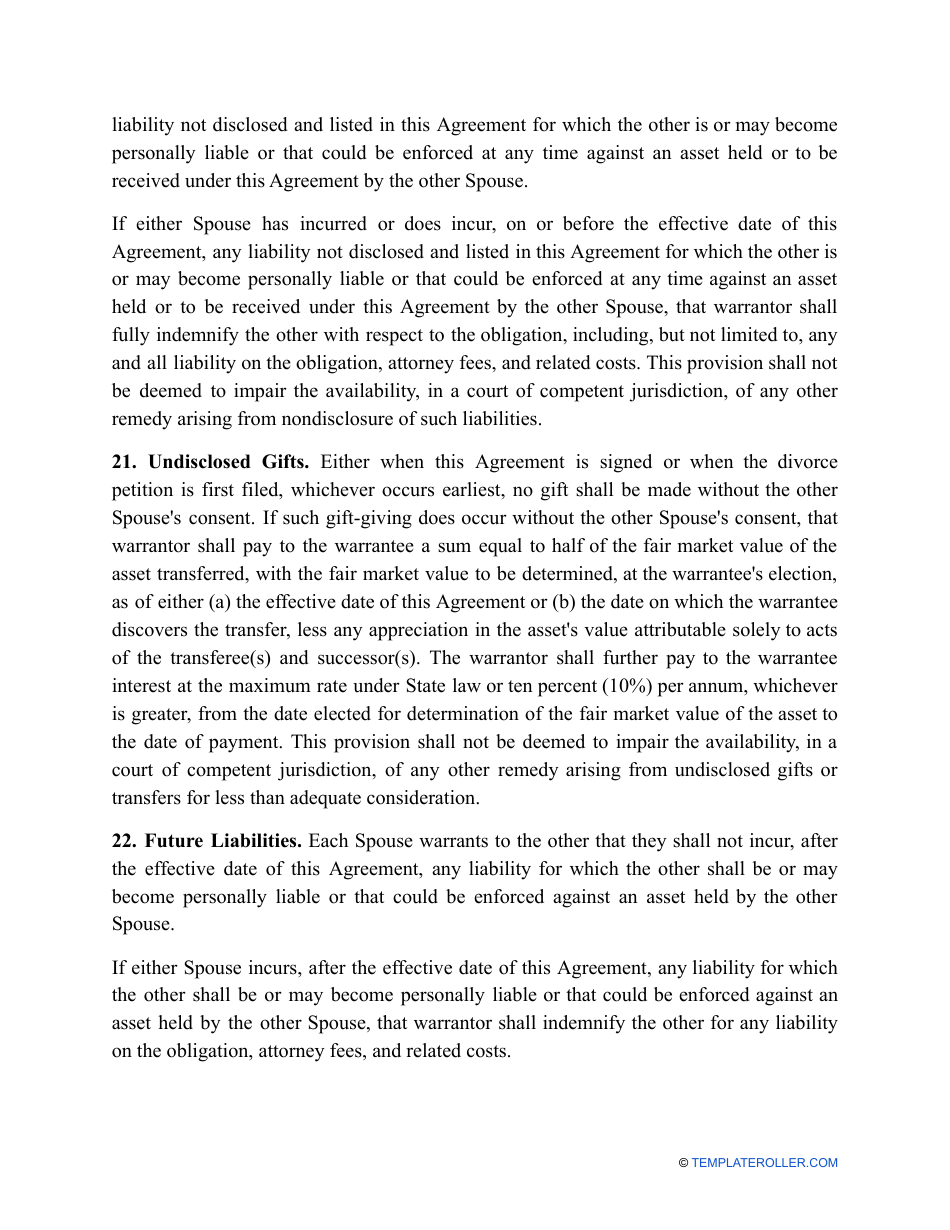 Divorce Settlement Agreement Template - New Mexico, Page 7