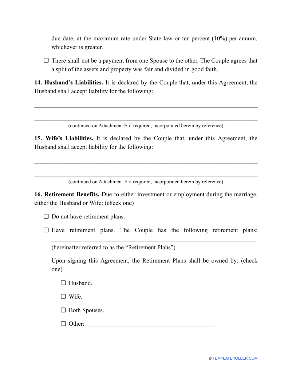 Divorce Settlement Agreement Template - Oklahoma, Page 5