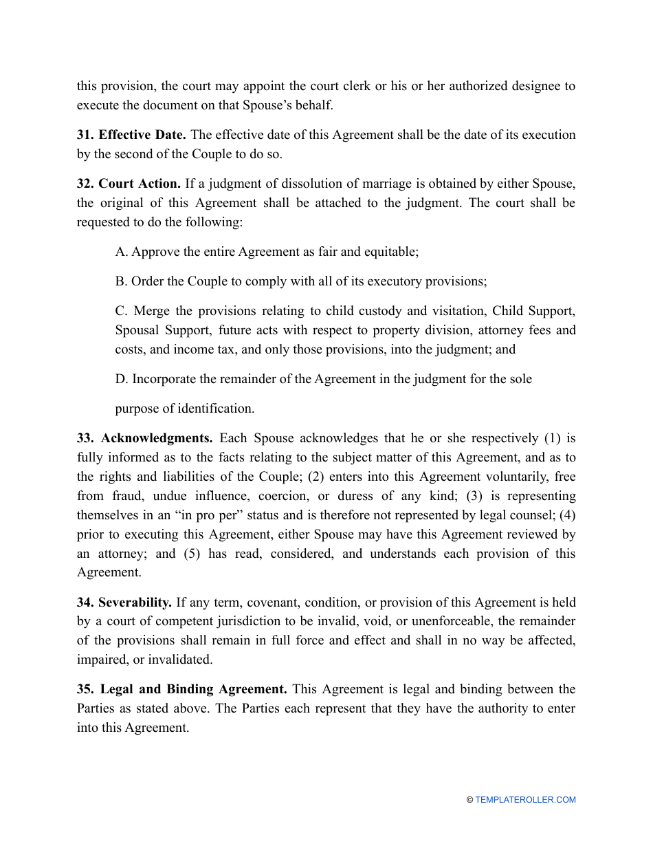 Divorce Settlement Agreement Template - Rhode Island, Page 10