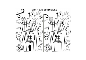 Document preview: Halloween Spot the Differences Worksheet