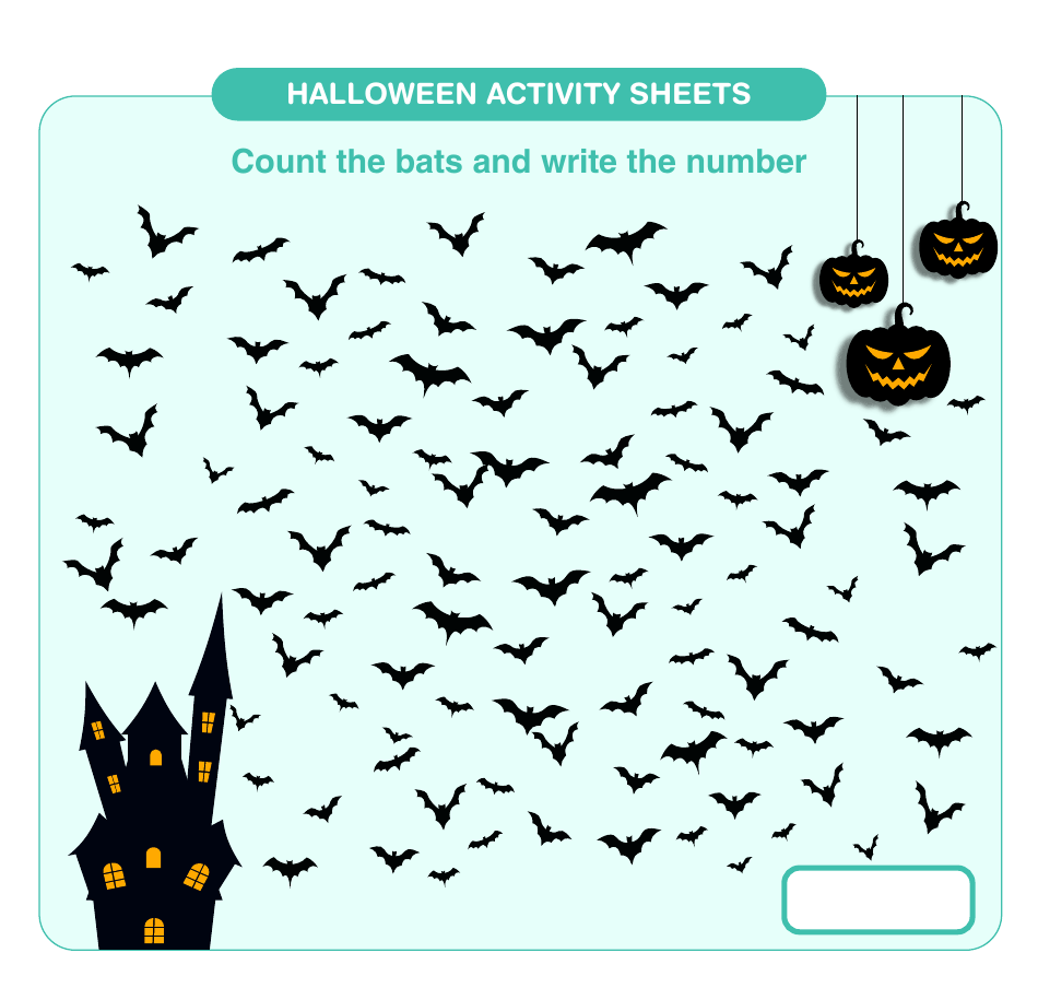 Halloween Counting Worksheet - Bats, Page 1