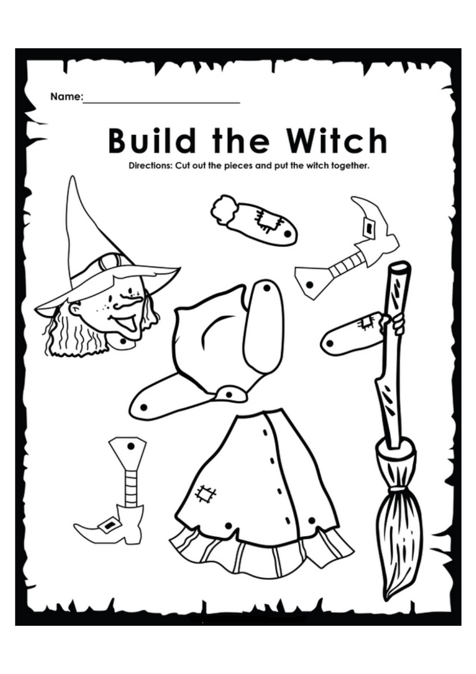 Halloween Worksheet - Build the Witch Preview