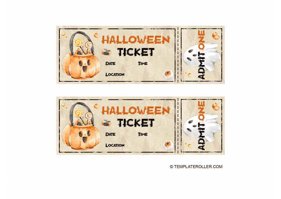 Halloween Ticket Template with Pumpkin