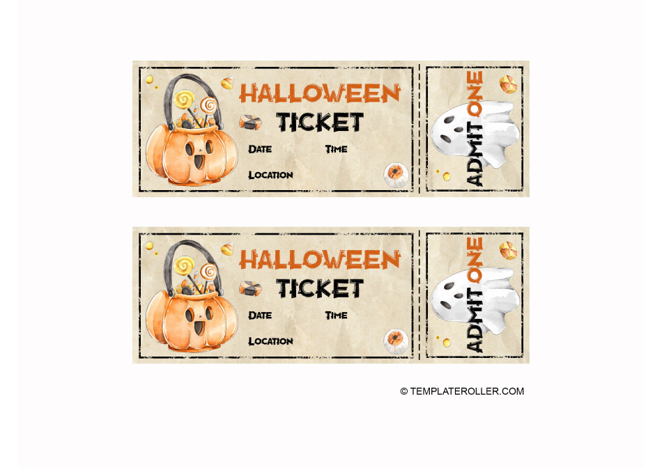 Halloween Ticket Template with Pumpkin