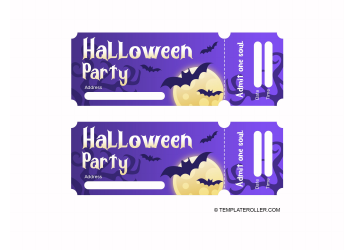 Document preview: Halloween Party Ticket Template - Bats