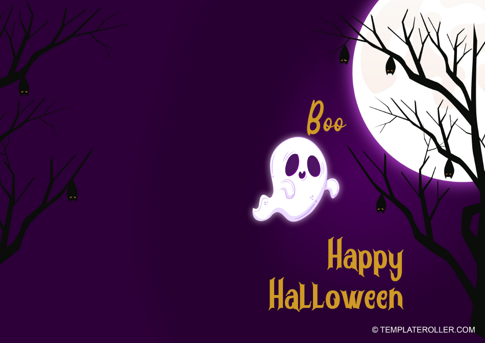 Halloween Card Template Featuring Ghost Design