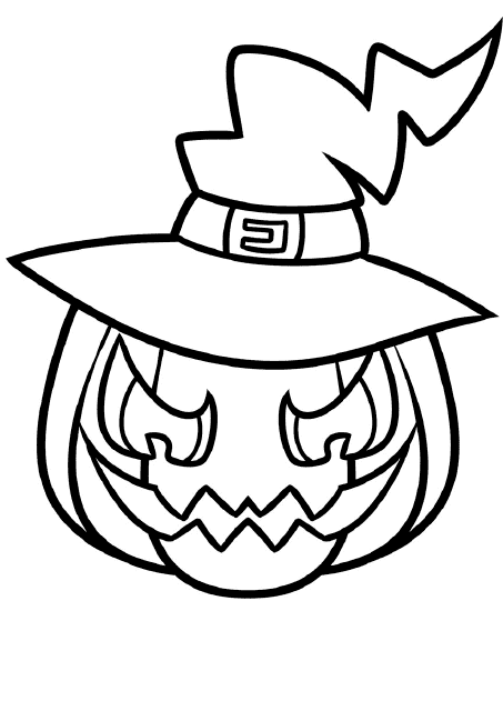 Halloween Coloring Sheet with a Pumpkin and Hat