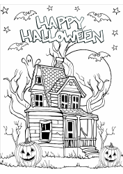 &quot;Halloween Coloring Sheet - Big House&quot;
