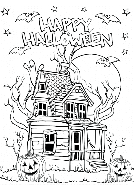 Halloween Coloring Sheet - Big House Download Pdf