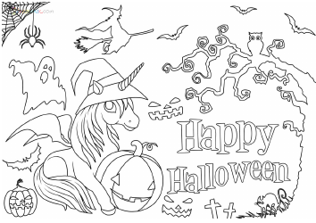 Document preview: Halloween Coloring Sheet - Unicorn