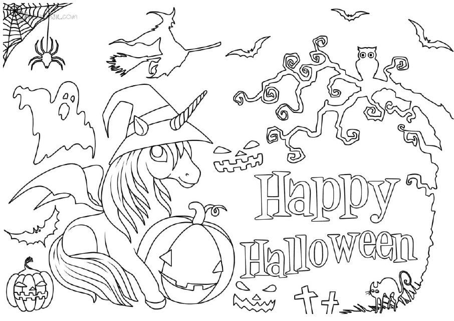 Halloween Coloring Sheet - Unicorn Download Pdf