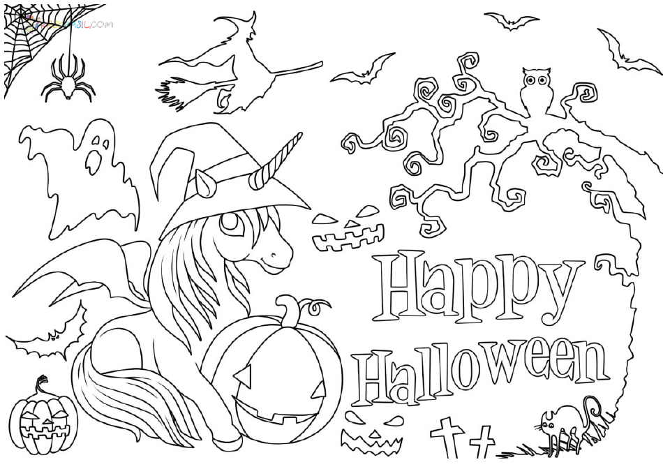 Halloween Coloring Sheet Unicorn Download Printable PDF Templateroller