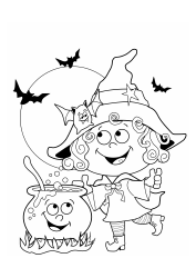 Document preview: Halloween Coloring Sheet - Little Witch