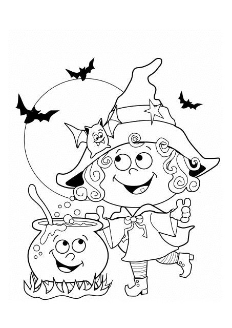 Halloween Coloring Sheet - Little Witch