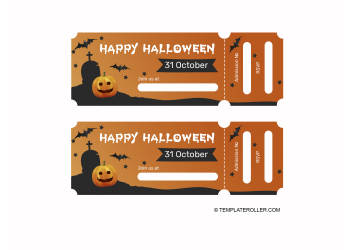 Document preview: Halloween Ticket Template - Orange