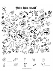 Document preview: Halloween Coloring Sheet - Find and Count