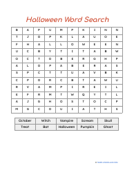 Document preview: Halloween Word Search Worksheet