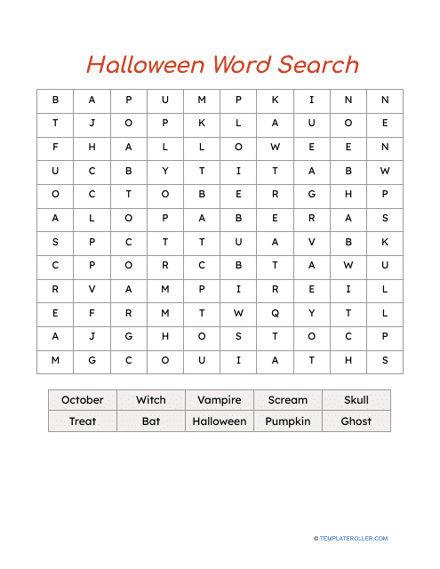 Halloween Word Search Worksheet Preview