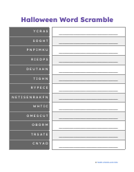 Document preview: Halloween Word Scramble Worksheet