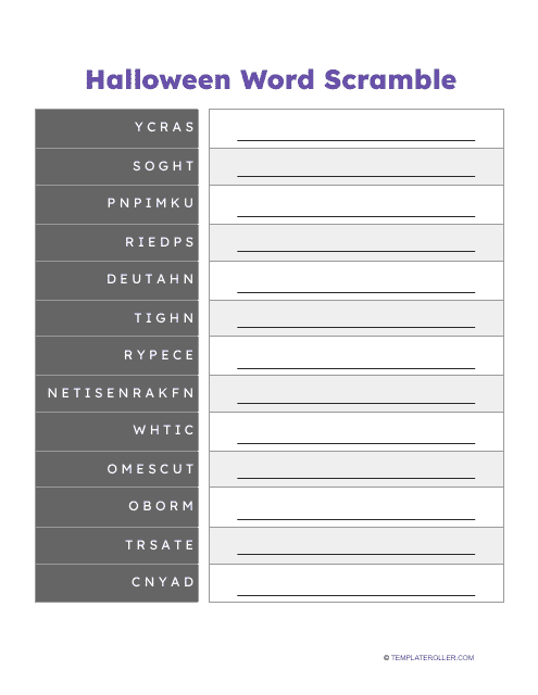 Halloween Word Scramble Worksheet Download Pdf