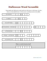 Document preview: Happy Halloween Word Scramble Worksheet