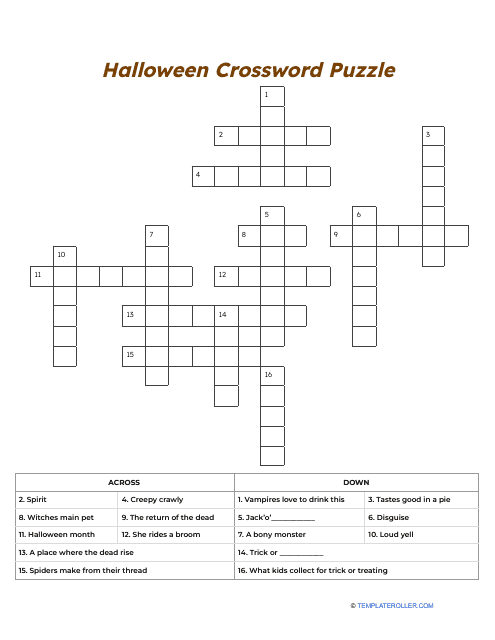 Spooky Halloween Crossword Puzzle Preview Image