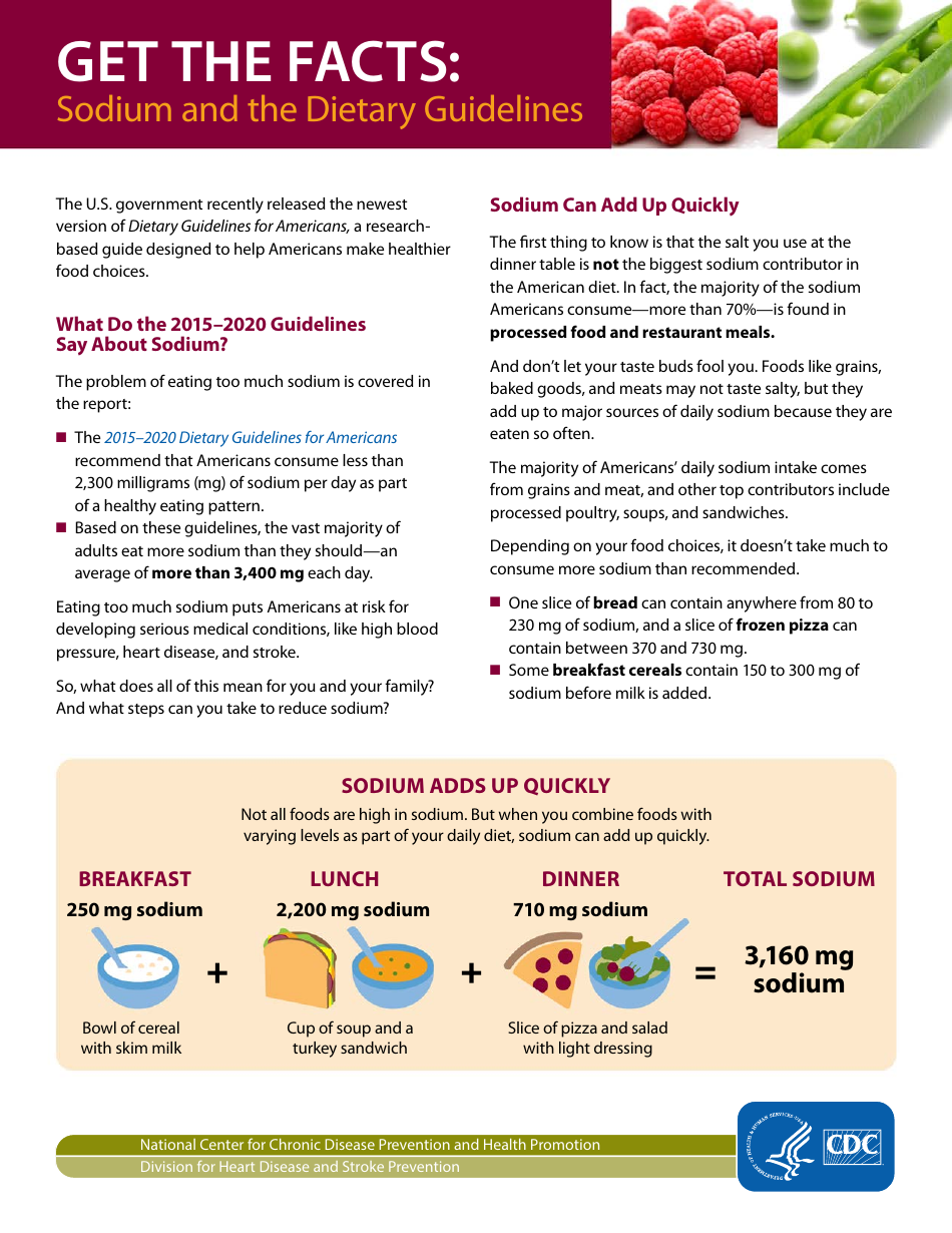 Get the Facts Sodium and the Dietary Guidelines Fill Out, Sign Online and Download PDF