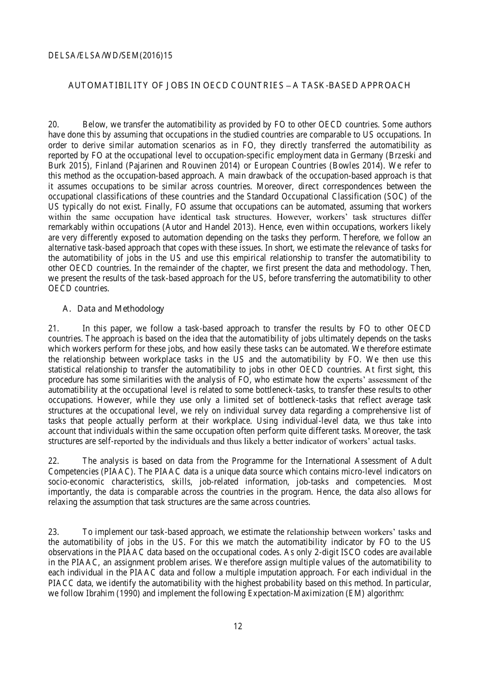 The Risk of Automation for Jobs in Oecd Countries: a Comparative Analysis - Melanie Arntz, Terry Gregory, Ulrich Zierahn, Page 13