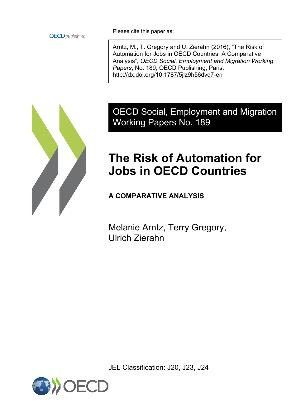 The Risk of Automation for Jobs in Oecd Countries图像预览