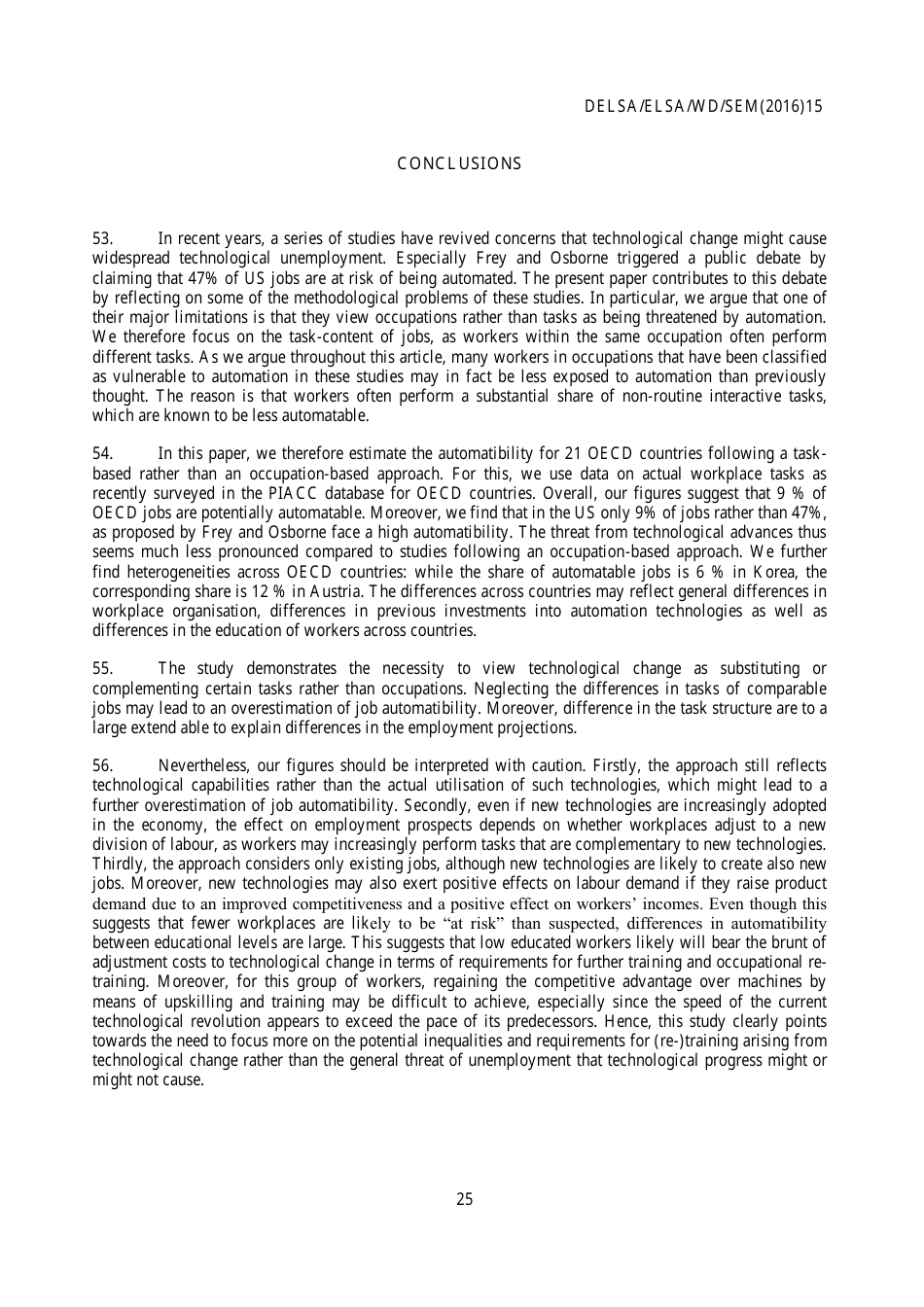 The Risk of Automation for Jobs in Oecd Countries: a Comparative Analysis - Melanie Arntz, Terry Gregory, Ulrich Zierahn, Page 26