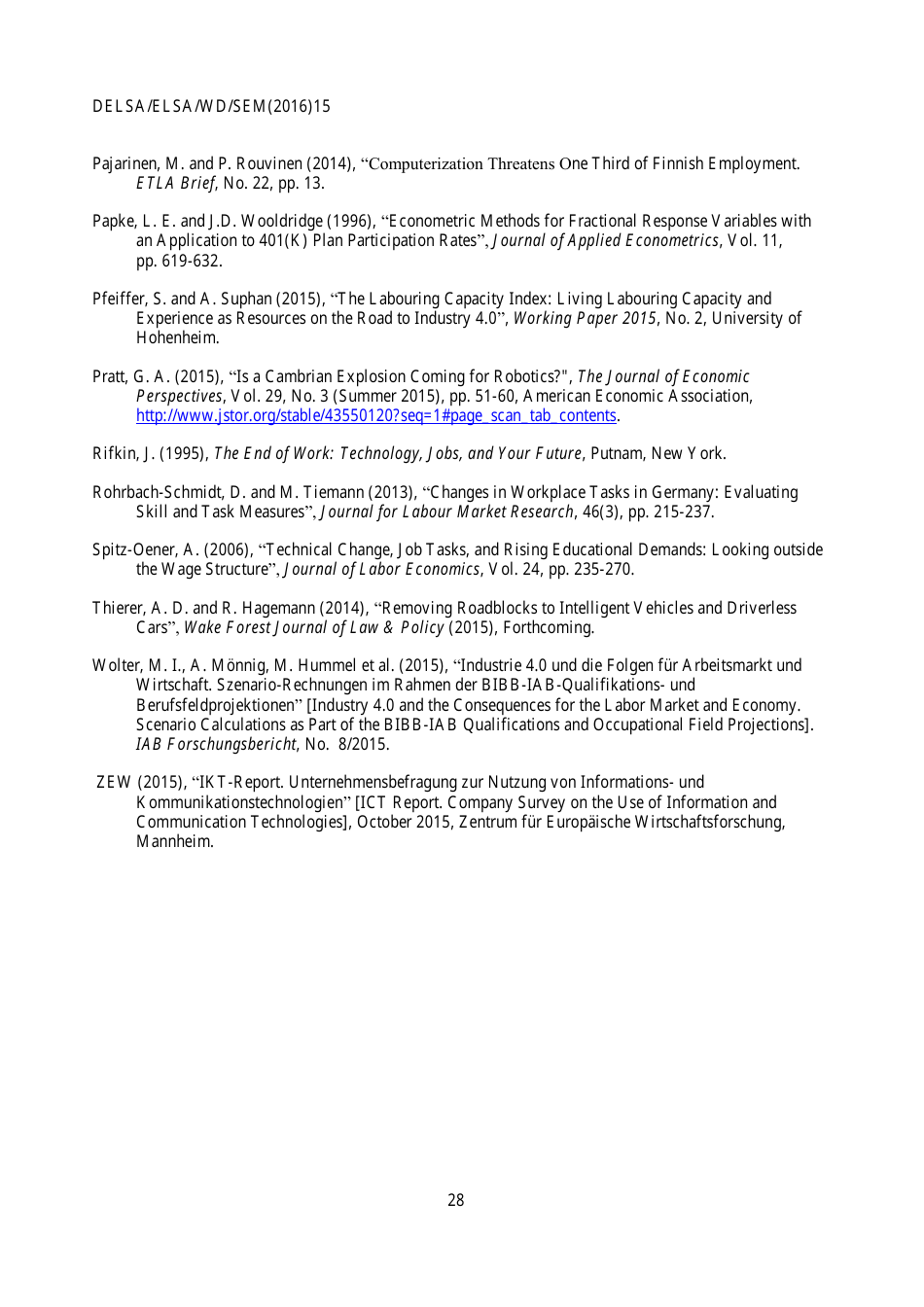 The Risk of Automation for Jobs in Oecd Countries: a Comparative Analysis - Melanie Arntz, Terry Gregory, Ulrich Zierahn, Page 29