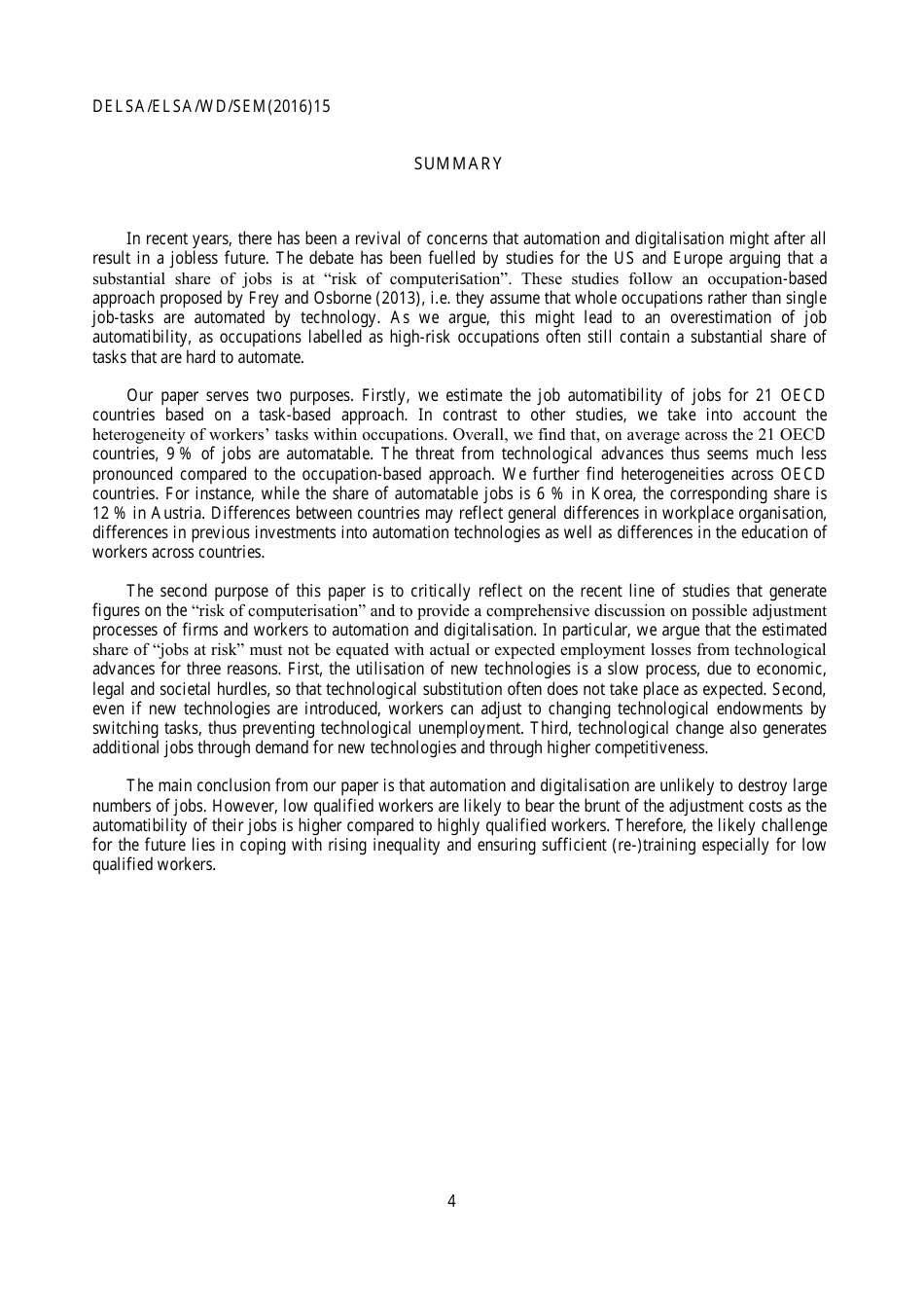 The Risk of Automation for Jobs in Oecd Countries: a Comparative Analysis - Melanie Arntz, Terry Gregory, Ulrich Zierahn, Page 5