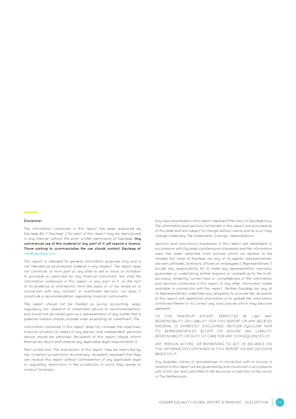 Gender Equality Global Report and Ranking, Page 50