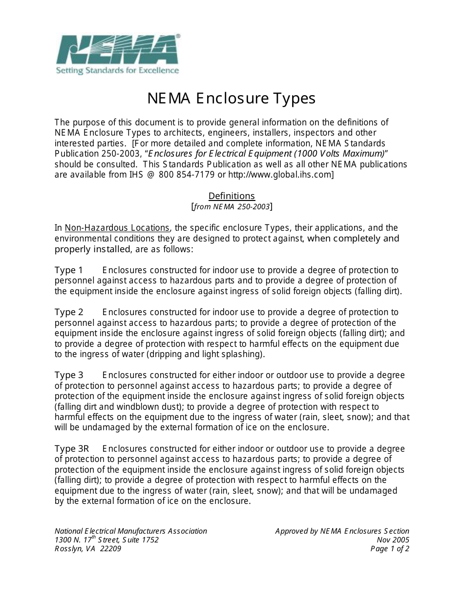Nema Enclosure Types Download Printable PDF Templateroller