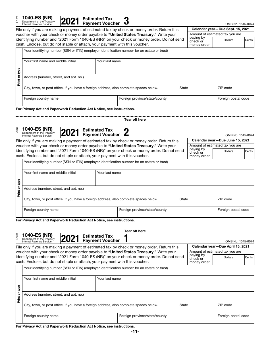 IRS Form 1040-ES (NR) U.S. Estimated Tax for Nonresident Alien Individuals, Page 11