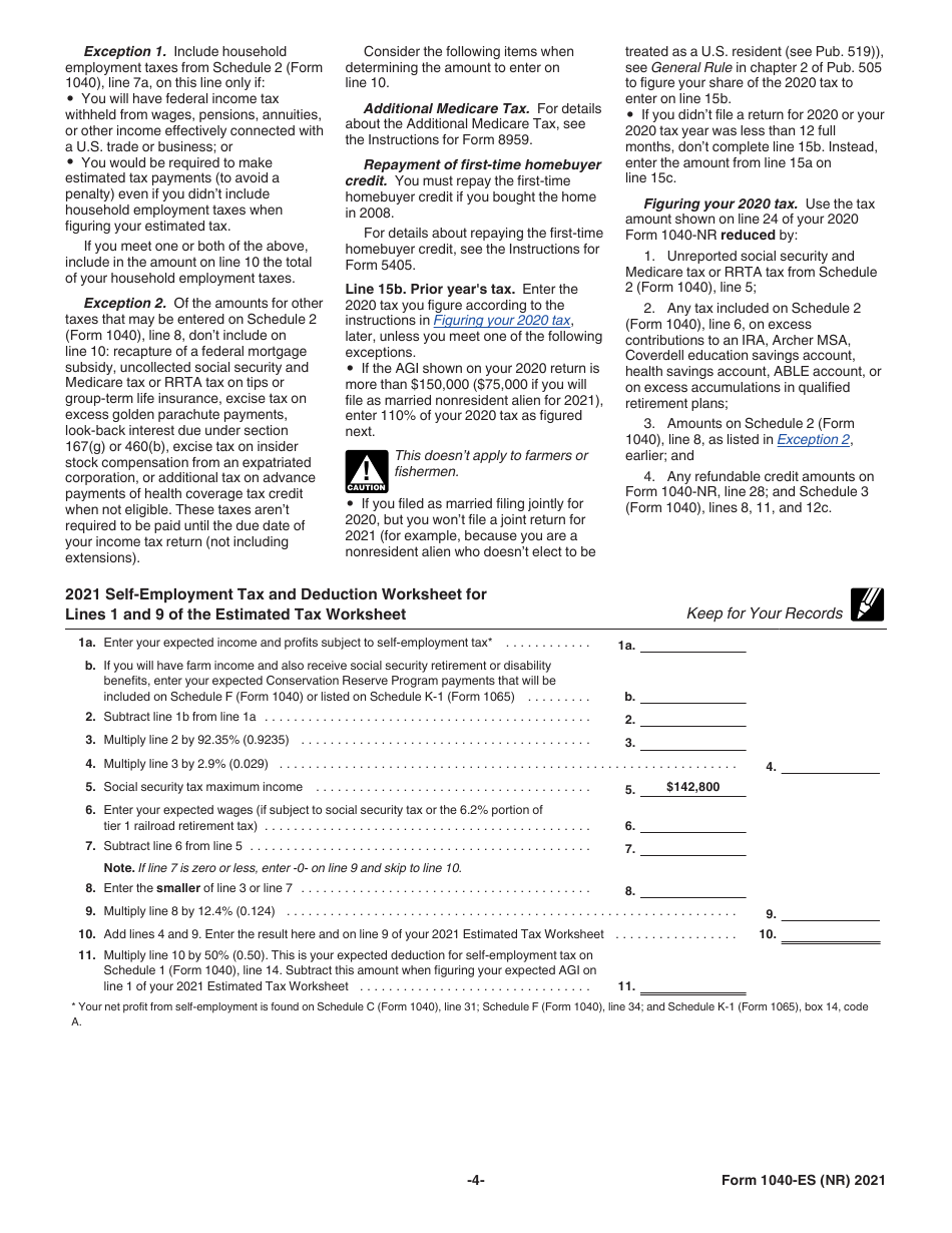 IRS Form 1040-ES (NR) U.S. Estimated Tax for Nonresident Alien Individuals, Page 4