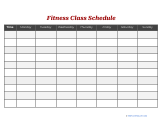 Document preview: Fitness Class Schedule Template